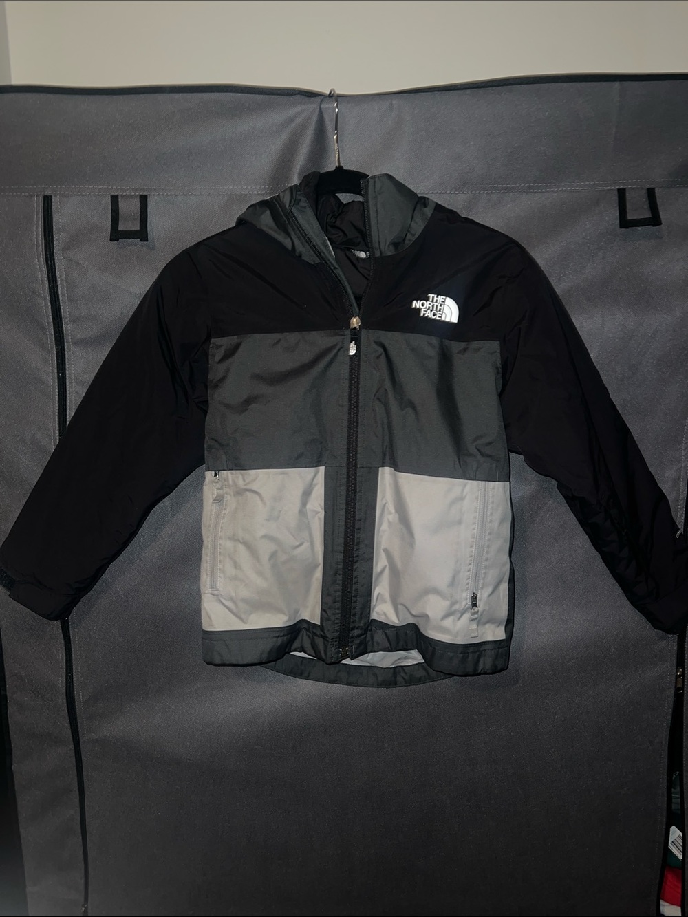 The North Face Kids Black & Gray Hooded Rain Jacket